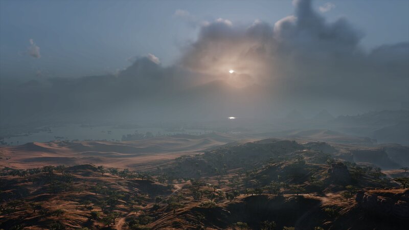 Desert Landscape at Sunset — Brown, Dramatic, 3d Render