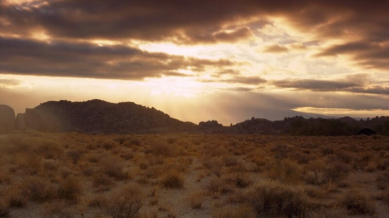 Desert Landscape at Sunset — Brown, Dramatic, Photograph, Mountains