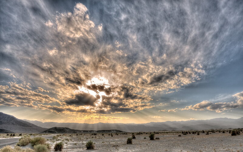 Desert Landscape at Sunset — Gray