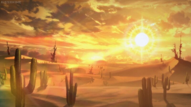 Desert Landscape at Sunset — Orange, Dramatic, Anime