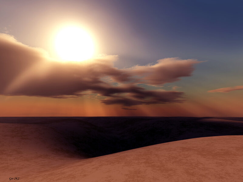 Desert Landscape at Sunset — Orange, Dramatic