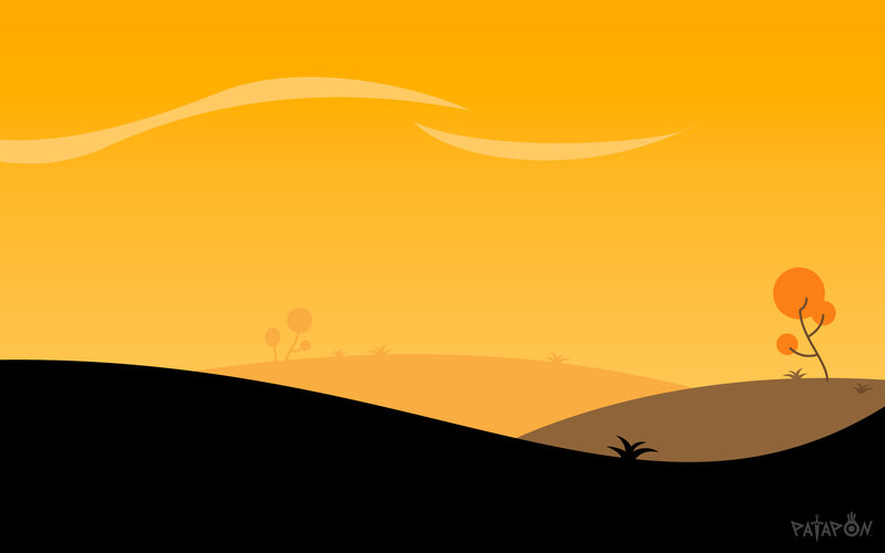 Desert Landscape at Sunset — Orange, Serene, Digital Art