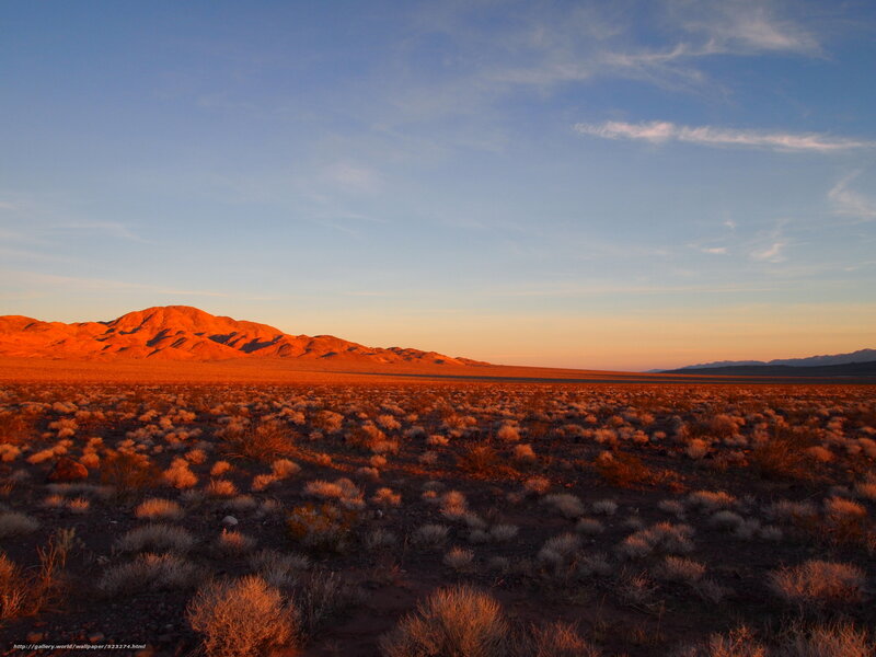 Desert Landscape at Sunset — Orange, Serene, Photograph, Mountains