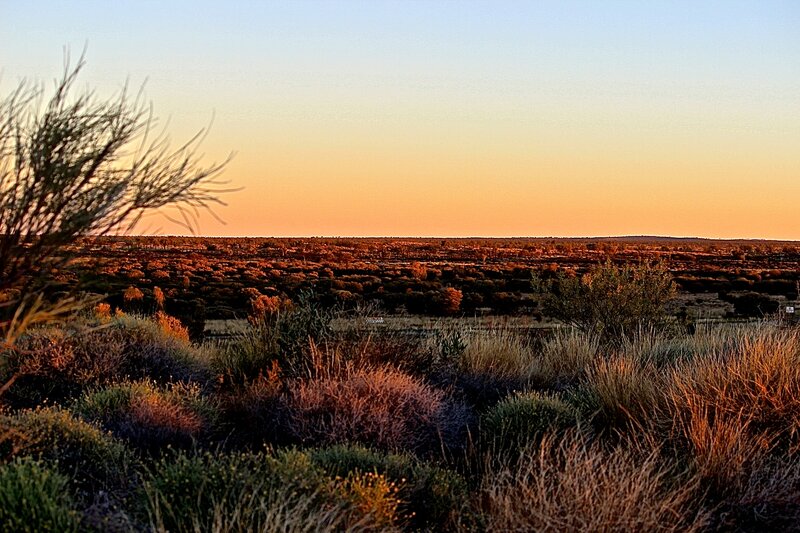 Desert Landscape at Sunset — Orange, Serene, Photograph