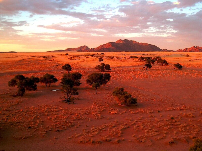 Desert Landscape at Sunset — Orange, Serene