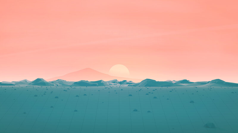 Desert Landscape at Sunset — Pink, Serene