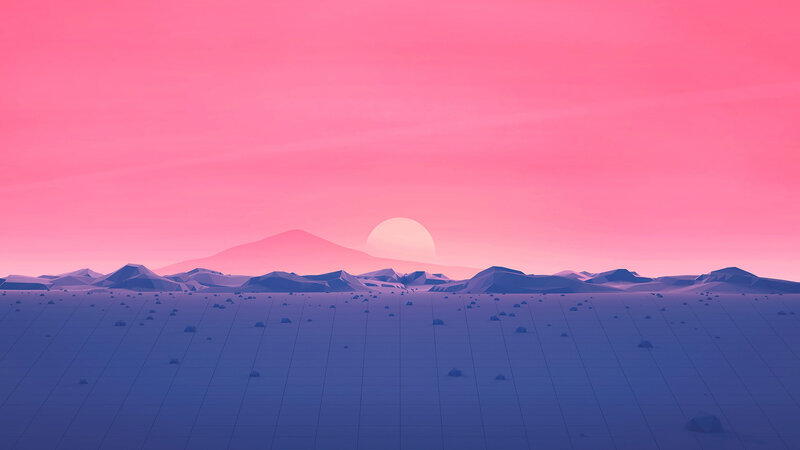 Desert Landscape at Sunset — Pink