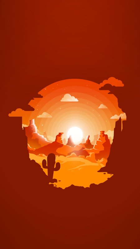 Desert Landscape at Sunset — Red, Serene