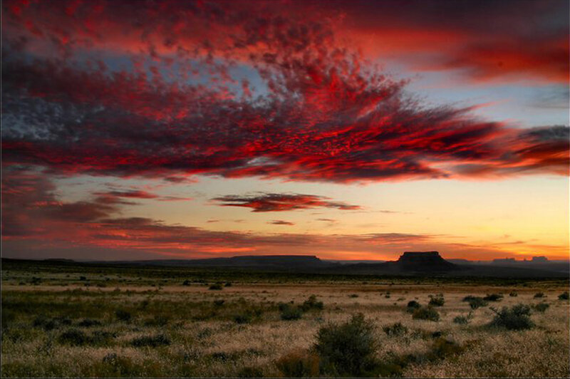 Desert Landscape at Sunset — Red