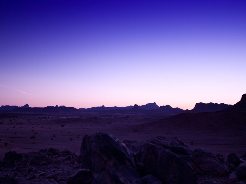 Desert landscape at twilight