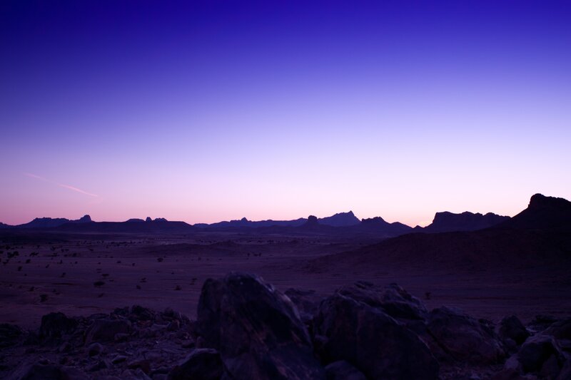 Desert landscape at twilight