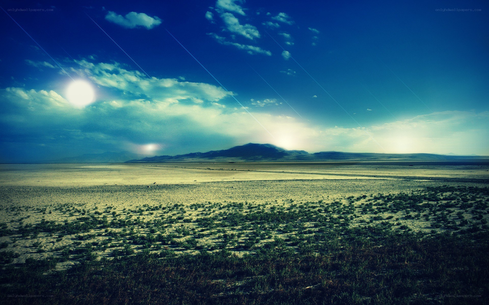 Desert landscape under blue sky