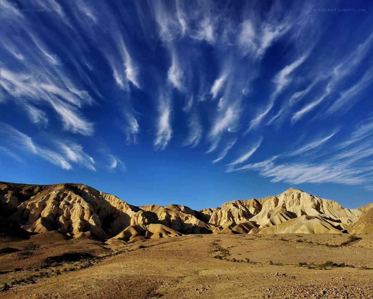 Desert landscape with blue sky