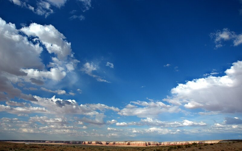 Desert landscape with blue sky