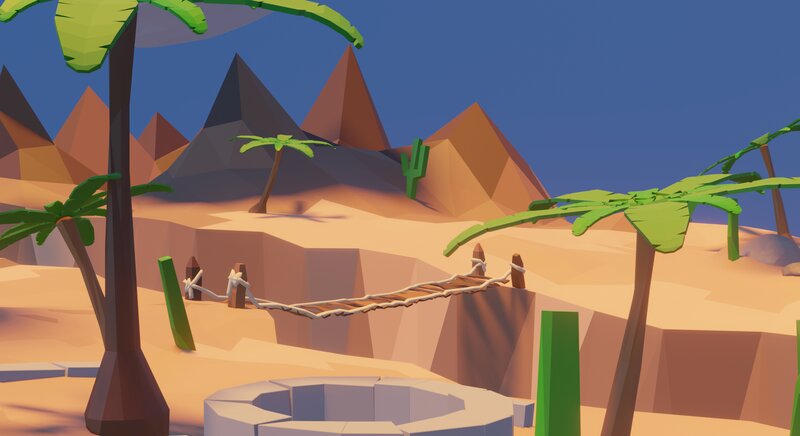 Desert Landscape with Bridge — Blue