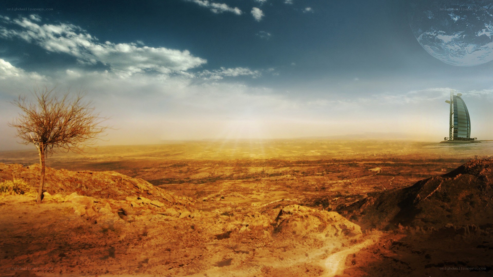 Desert landscape with Burj Al Arab