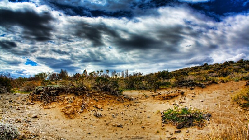 Desert Landscape with Clouds — Blue, Dramatic