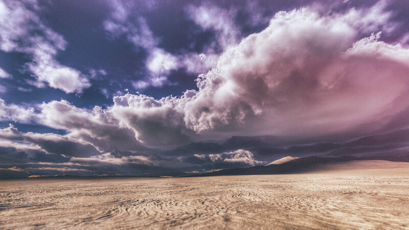 Desert landscape with dramatic clouds