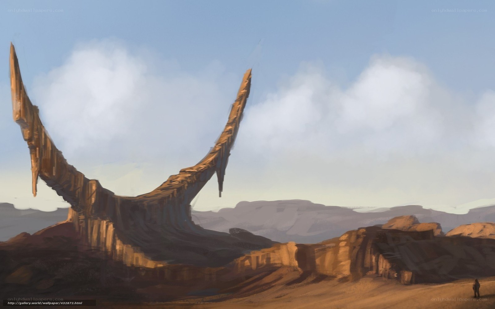 Desert landscape with giant structure