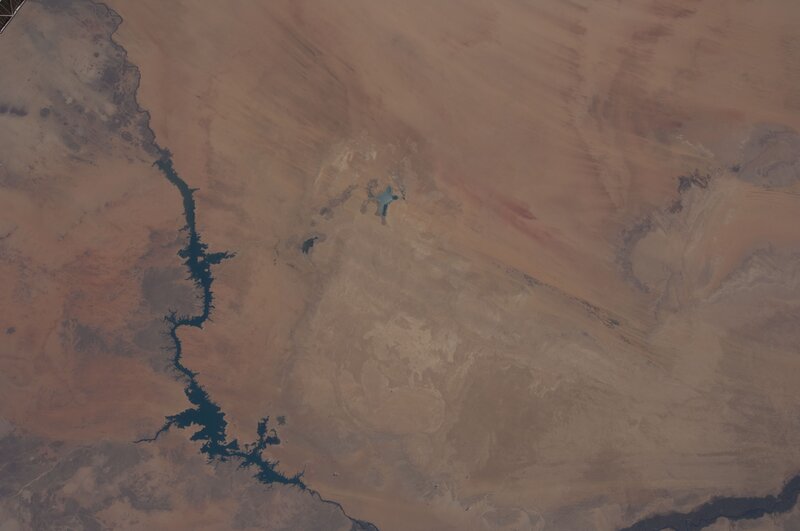 Desert Landscape with Lake — Brown, Arid