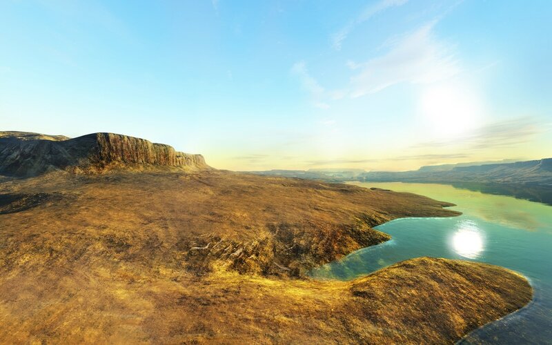 desert landscape with lake