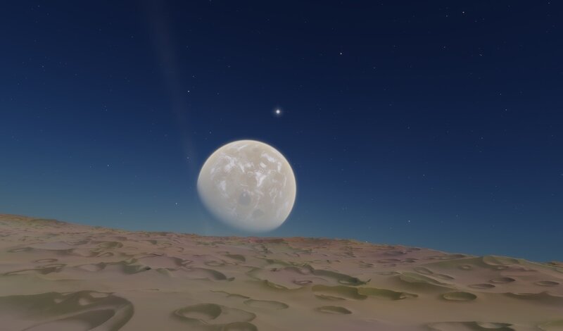 Desert landscape with large moon
