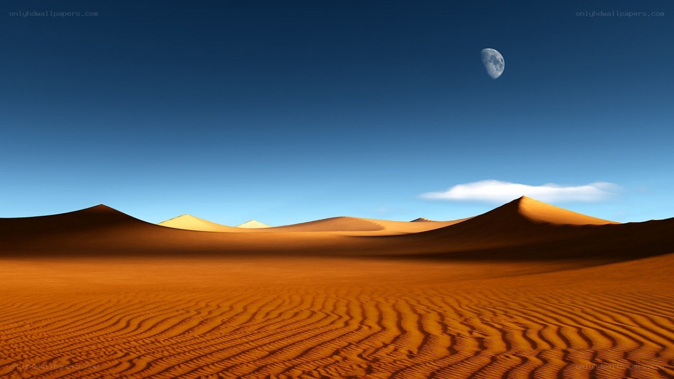 Desert landscape with moon