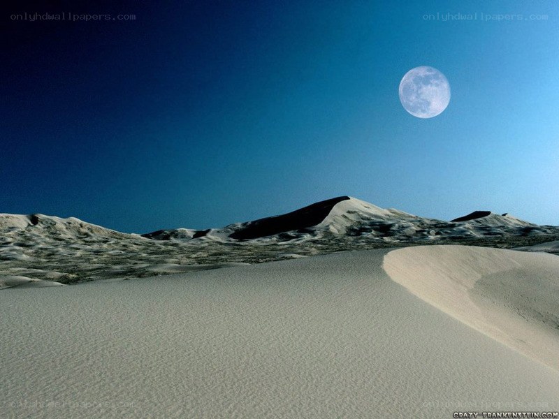 Desert landscape with moon