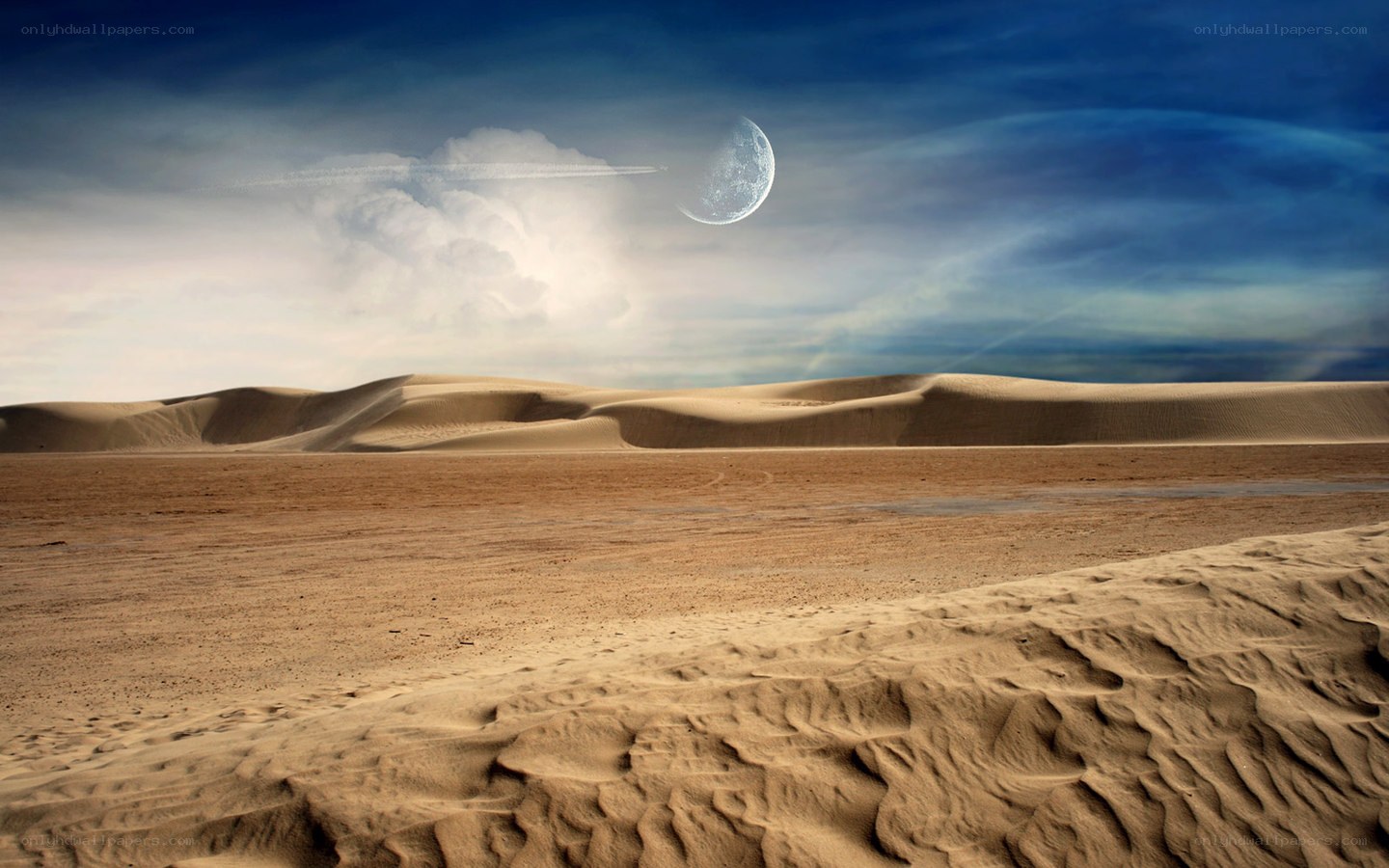 Desert landscape with moon
