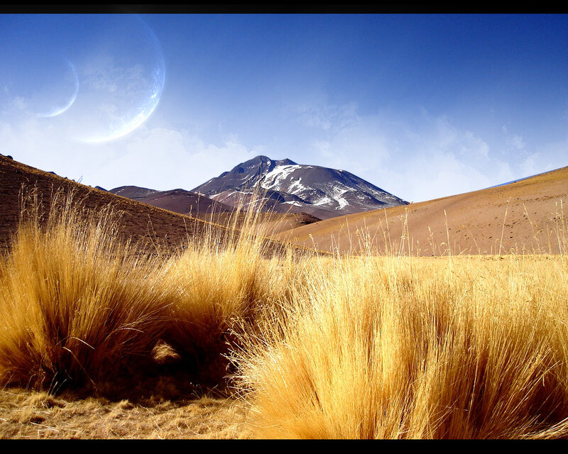 Desert landscape with moon