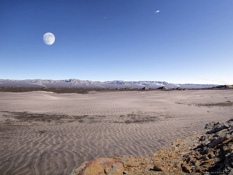 Desert landscape with moon