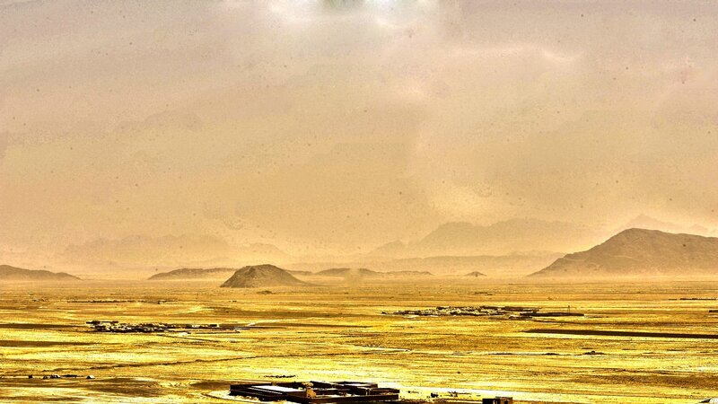 Desert landscape with mountains