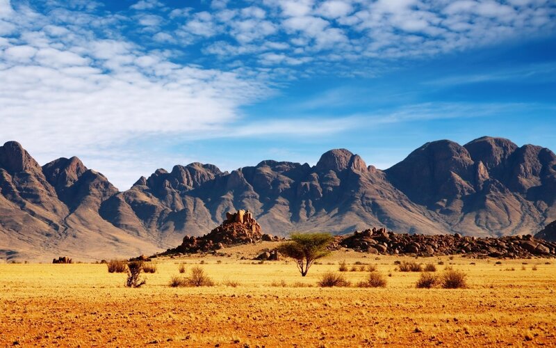 Desert landscape with mountains