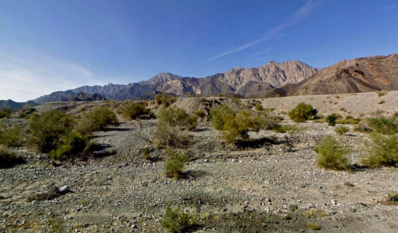 Desert Landscape with Mountains — Blue, Arid, Afternoon