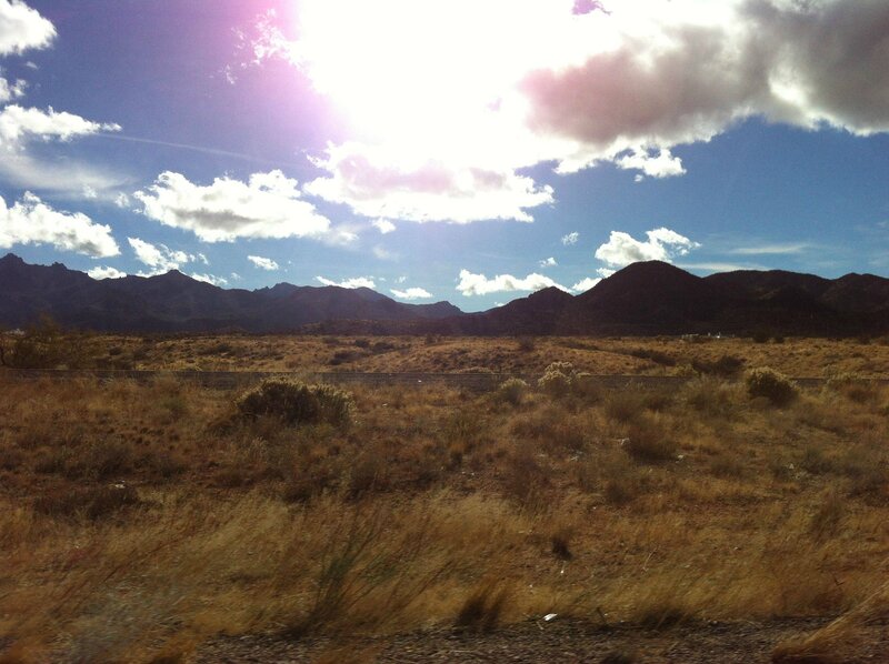 Desert Landscape with Mountains — Blue, Dramatic, Afternoon