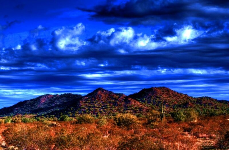 Desert Landscape with Mountains — Blue