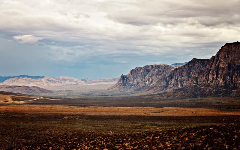 Desert Landscape with Mountains — Brown, Dramatic, Afternoon