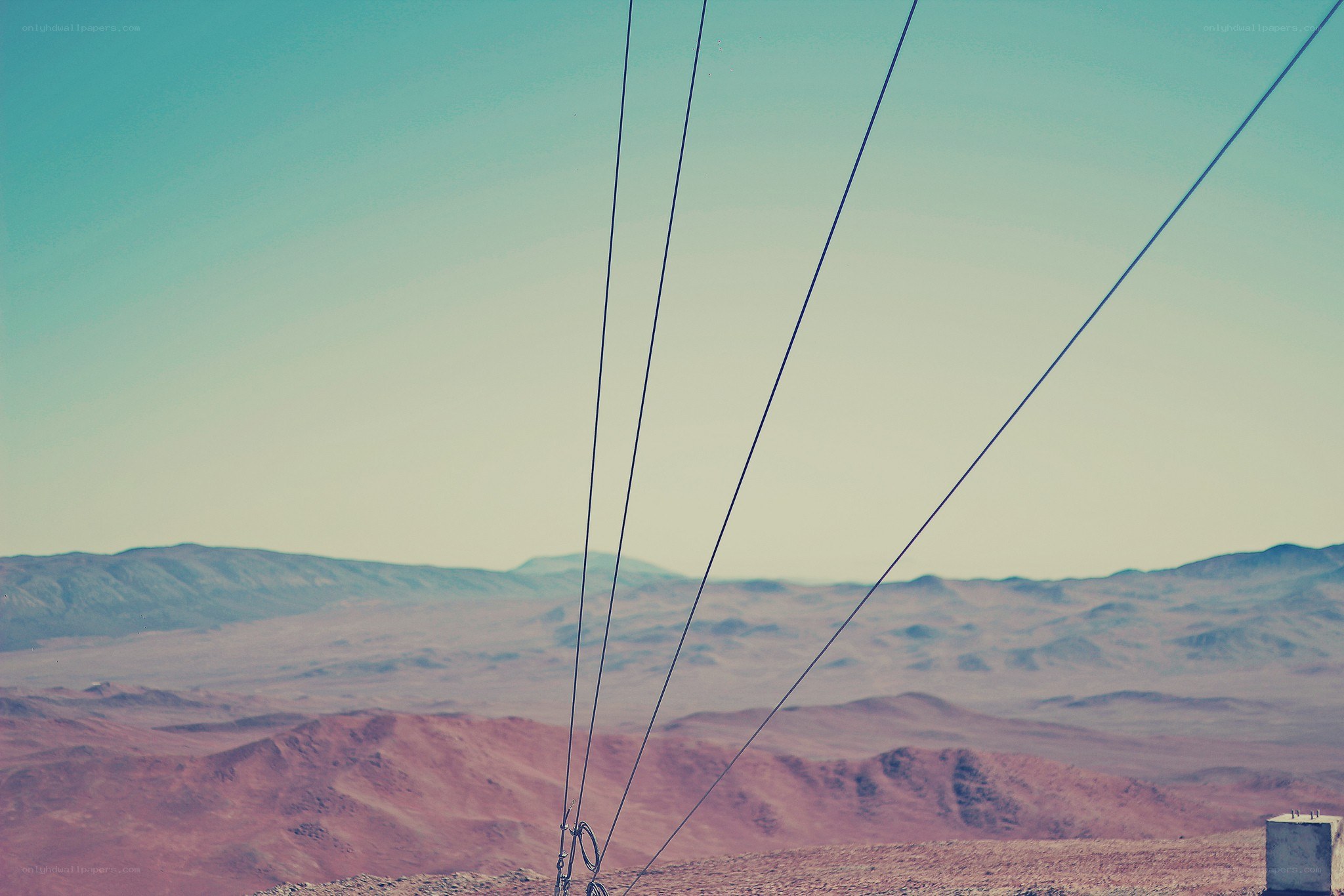 Desert landscape with power lines