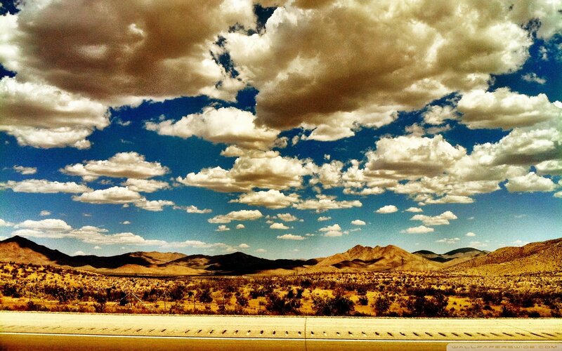 Desert Landscape with Road — Blue, Dramatic