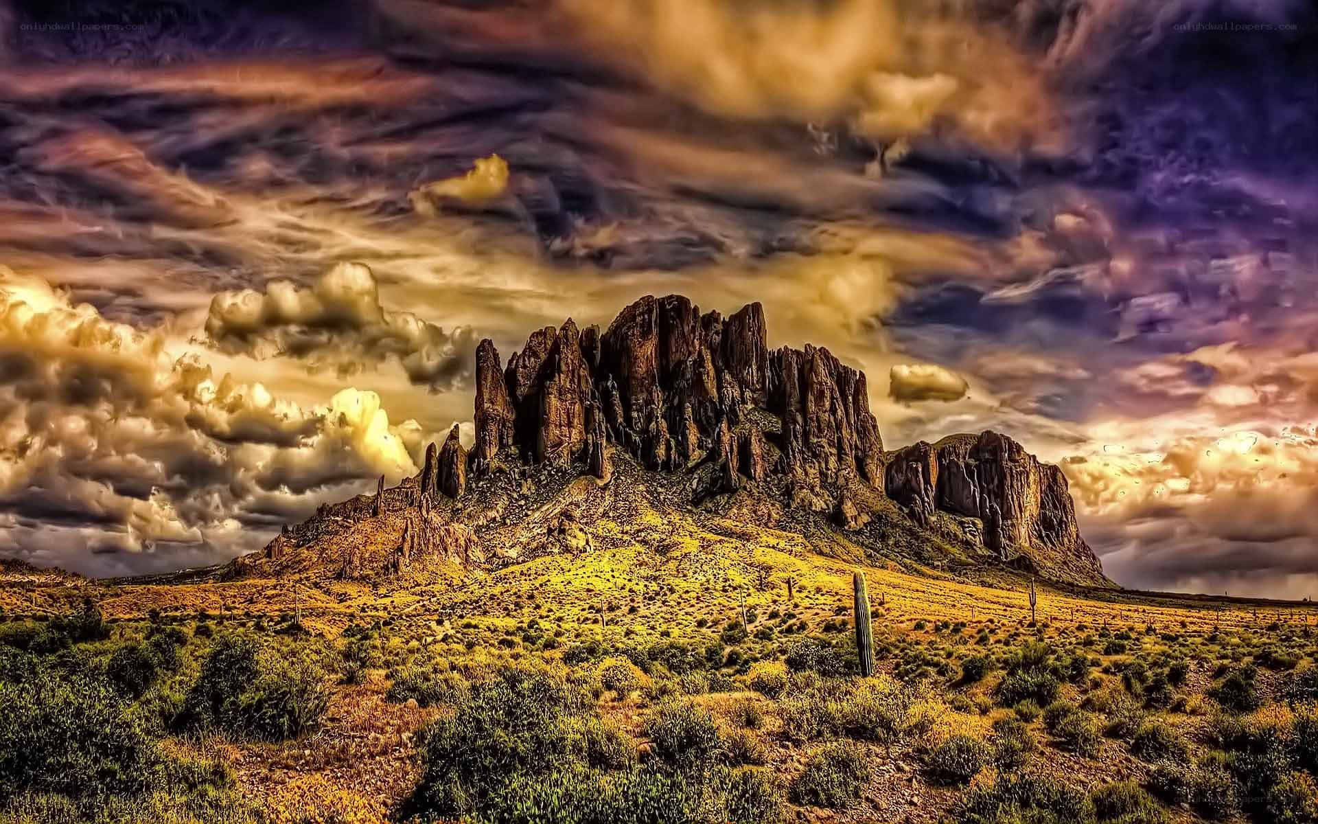 Desert landscape with rock formation