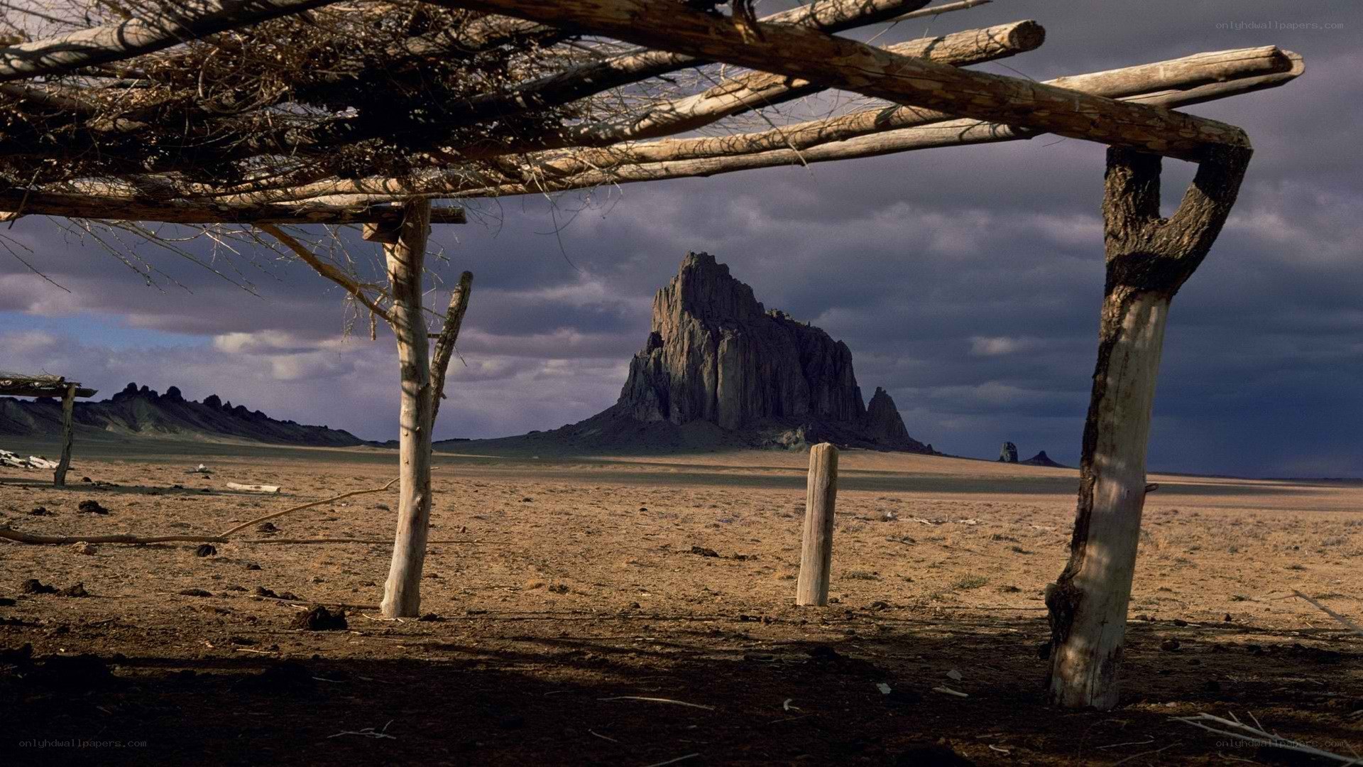 Desert landscape with rock formation