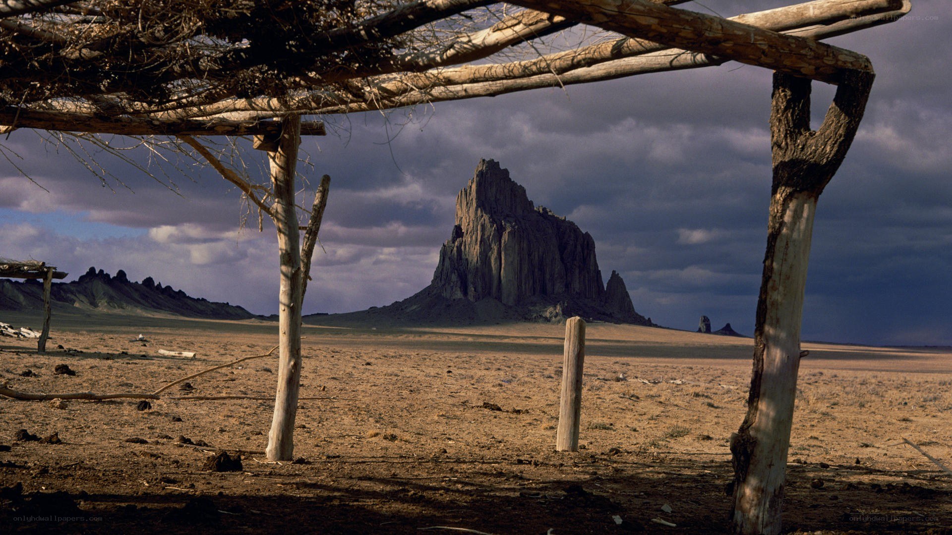 Desert landscape with rock formation
