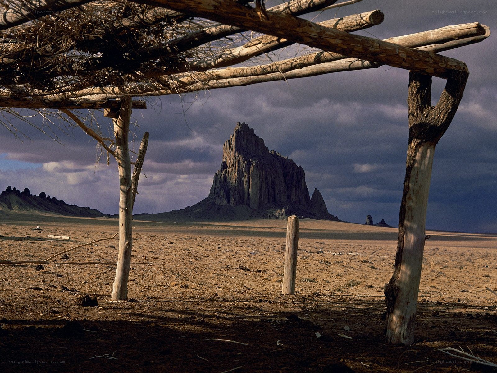 Desert landscape with rock formation