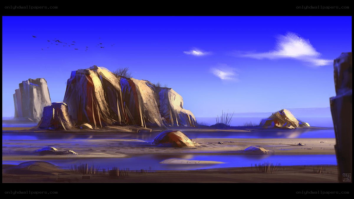 Desert landscape with rock formations
