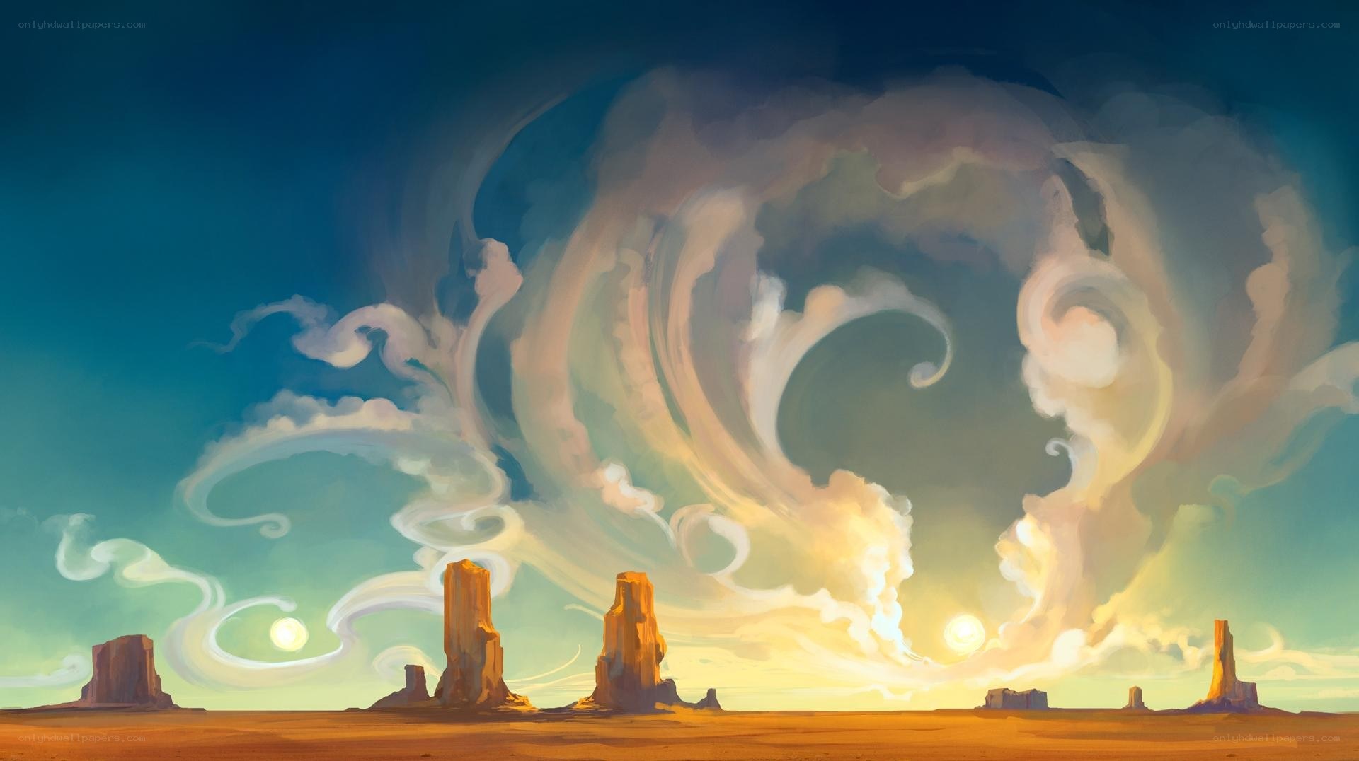 Desert landscape with rock formations