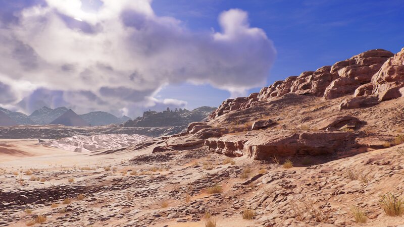 Desert Landscape with Rock Formations — Blue, Dramatic