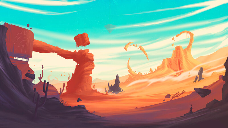 Desert Landscape with Rock Formations — Orange