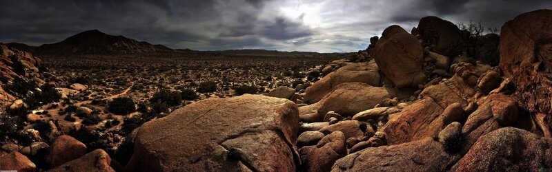 Desert Landscape with Rocks — Brown, Dramatic