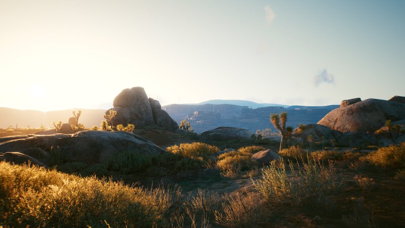 Desert Landscape with Rocks — Brown, Serene