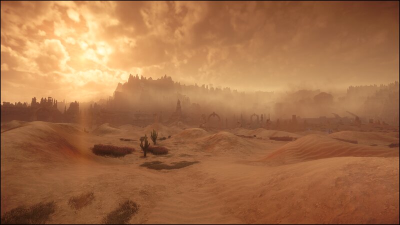 Desert Landscape with Ruins — Orange, Dramatic